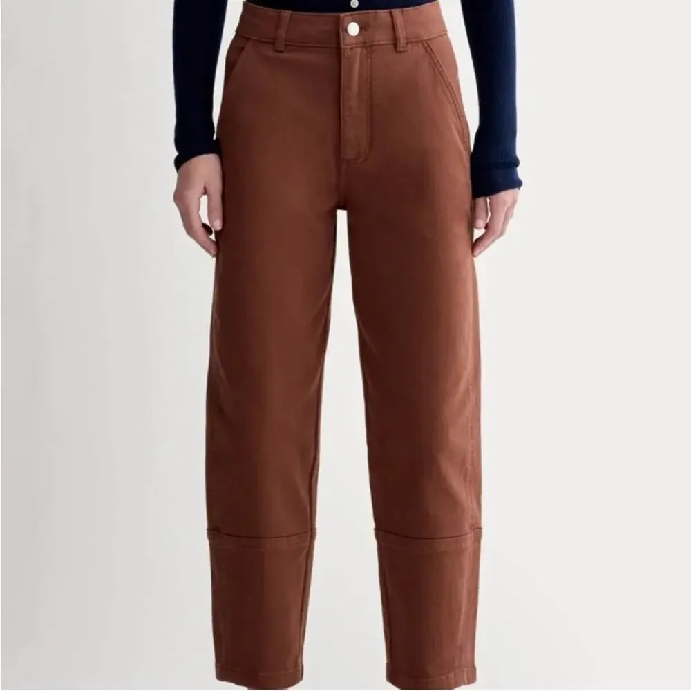 EVERLANE THE UTILITY BARREL PANT BROWN ORGANIC COTTON SIZE 00 - Picture 4 of 12